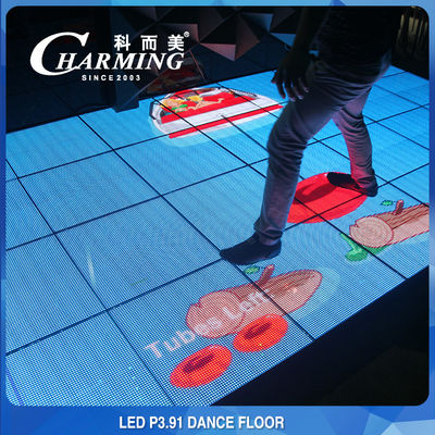 Panel de pista de baile LED P3.91 con superficie de vidrio duro Diseño impermeable Soporta 500 kg por metro cuadrado Adecuado para eventos de exhibición de automóviles