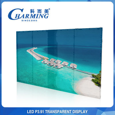 ROHS 256x64 LED transparente Video Wall Glass Screen Multiscene
