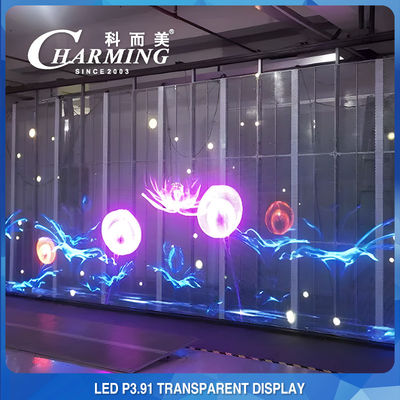Práctico alquiler 3D P3.91 de la pared video LED transparente del club interior IP45