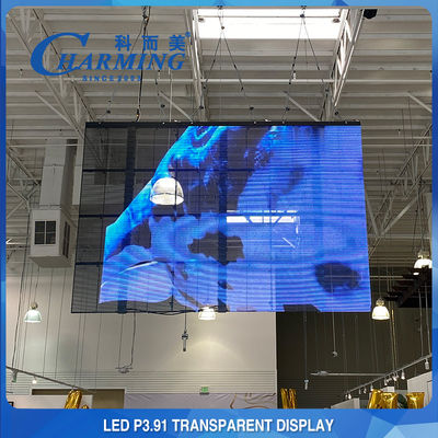 material video transparente del aluminio fundido de la pantalla de cristal de la pared de 3D P3.91-7.8 LED