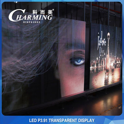 Crashproof vea a través de la pantalla LED, escaparate transparente de aluminio LED