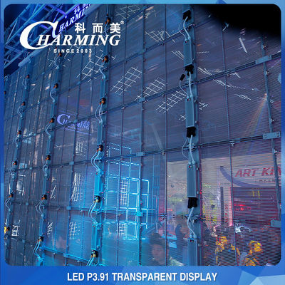 P3.91 Pared de vídeo LED transparente 4K en interiores