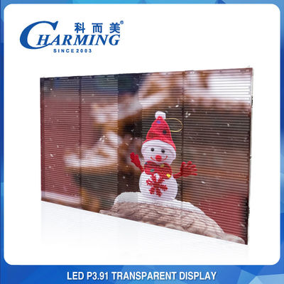 Exhibición de pared video transparente de cristal de la publicidad de pantalla del centro comercial 3D LED P3.91 LED