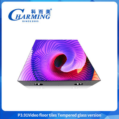 Diseño resistente al agua de vidrio fuerte GOB tipo P3.91 LED LED video azulejo de suelo de alta luminosidad LED video azulejo de suelo