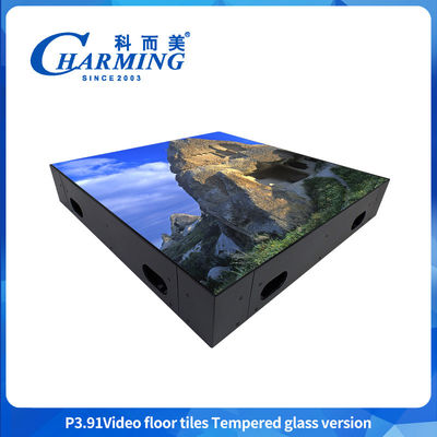 P3.91 Tejas de suelo de vídeo LED de alto brillo y efectos realistas Pantalla de suelo de vídeo LED Colorido Diseño Tejas de suelo LED