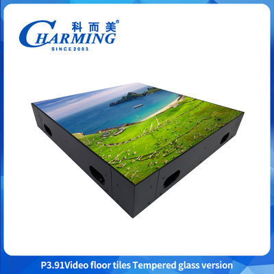 50x50CM Led Piso de baile P3.91 Video Pisos de azulejos Versión de vidrio templado