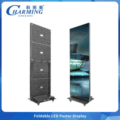 Pantalla LED plegable de alta calidad para carteles con soporte y ruedas para publicidad interior