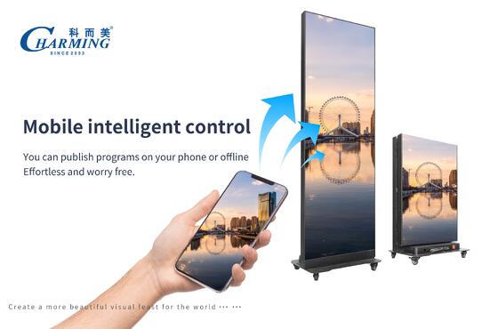 Pantalla de póster LED plegable con tecnología GOB de alta frecuencia de actualización y control móvil inteligente