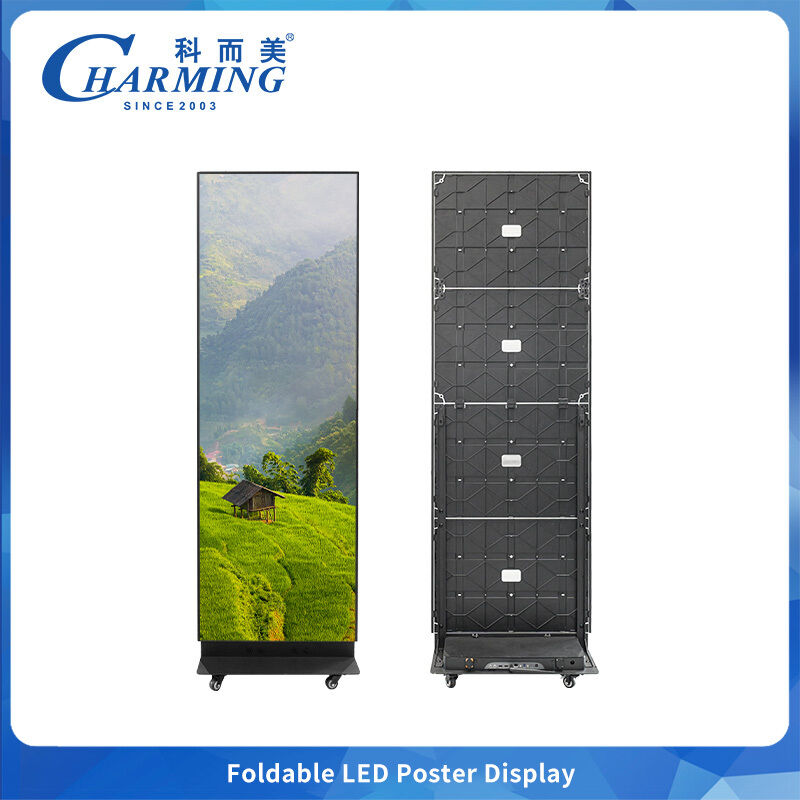 Pantalla LED plegable con sonido para exhibición comercial interior con rueda de 360° portátil