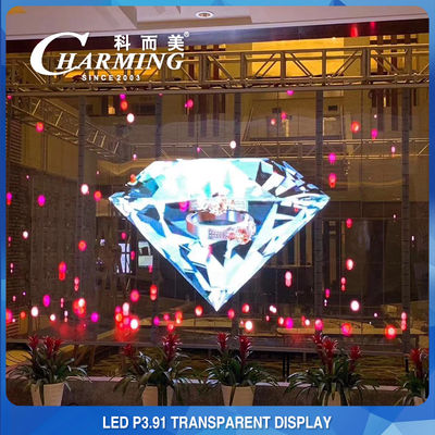 Crashproof vea a través de la pantalla LED, escaparate transparente de aluminio LED