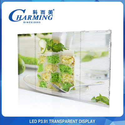 Ventana de pantalla LED de cristal transparente interior P3.91-P7.8 LED que hace publicidad de la exhibición