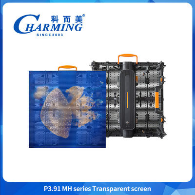 Display LED transparente flexible de la serie P3.91MH pantalla transparente Vitrina de pantalla de vidrio con luz LED