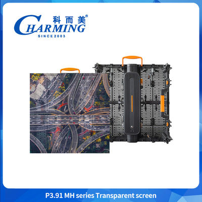 Super delgada Pantalla transparente impermeable a agua de la serie P3.91MH Pantalla LED transparente a prueba de viento Pantalla de vidrio LED
