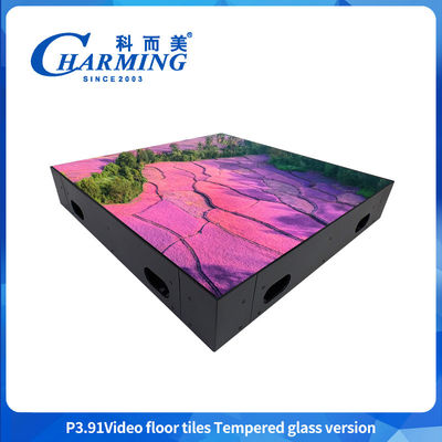 P3.91 Tejas de suelo de vídeo LED de alto brillo y efectos realistas Pantalla de suelo de vídeo LED Colorido Diseño Tejas de suelo LED