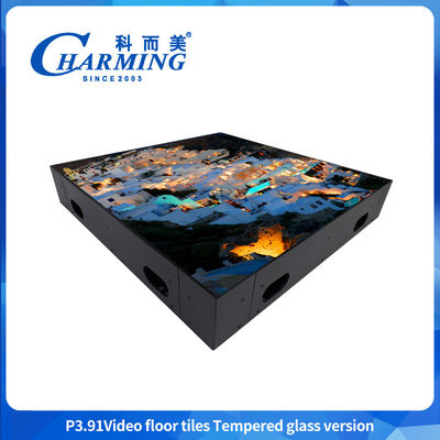50x50CM Led Piso de baile P3.91 Video Pisos de azulejos Versión de vidrio templado