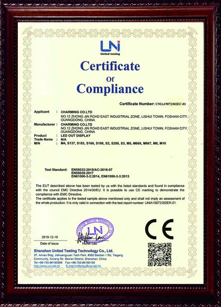 China Charming Co., Ltd. certificaciones