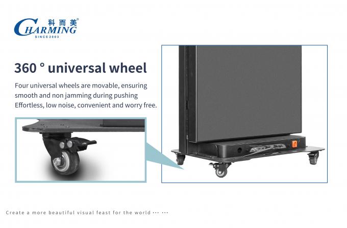 LED display mobility features with 360° wheels